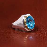 انگشتر توپاز آبی مردانه کد 19839 - جواهری مشاهیر