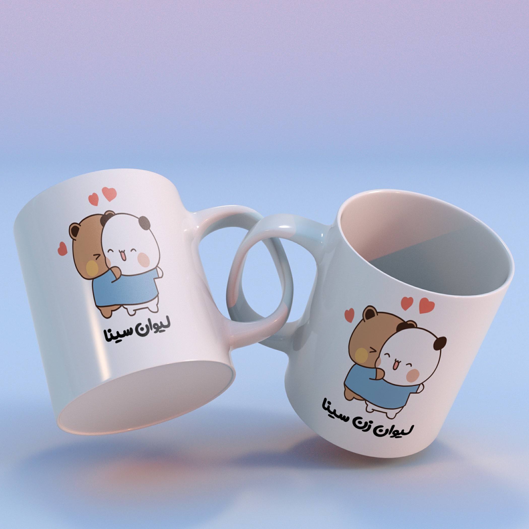 لیوان ماگ سرامیکی مدل ست همسرانه با متن و نوشته دلخواه دو عددی