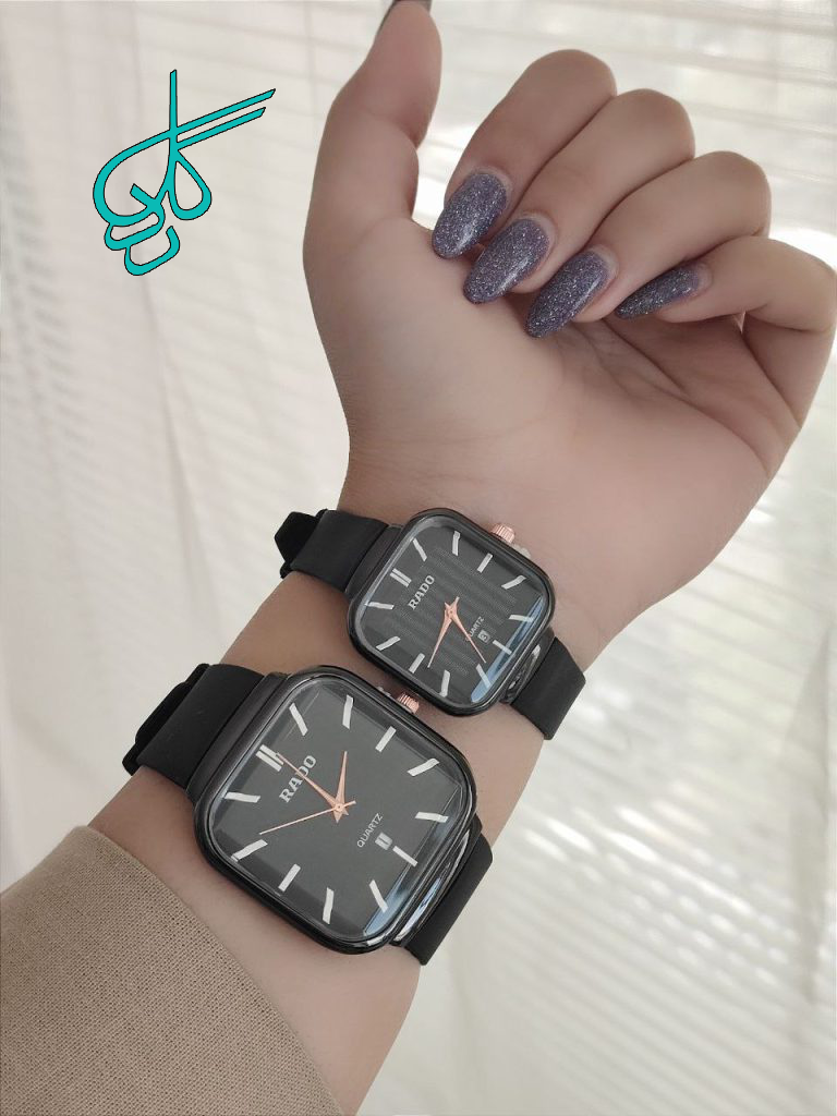 خرید ست ساعت زنانه و مردانه رادو مشکی رنگ ثابت با کیفیت کد 2115736 - ردگل
