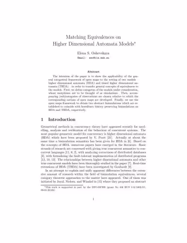 خرید و دانلود نسخه کامل کتاب Matching Equivalences on Higher Dimensional Automata Models