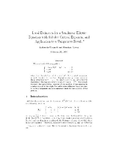 خرید و دانلود نسخه کامل کتاب Local estimates for a semilinear elliptic equation with Sobolev critical exponent and application to a uniqueness result