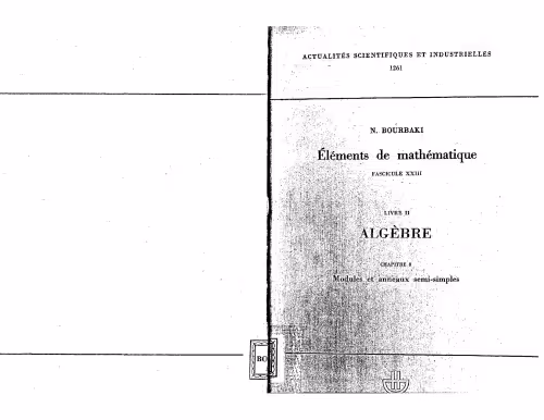 خرید و دانلود نسخه کامل کتاب Algèbre : Chapitre 8