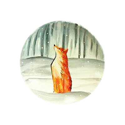 بشقاب دیوارکوب سفالی طرح روباه کد D132-A مجموعه 2 عددی