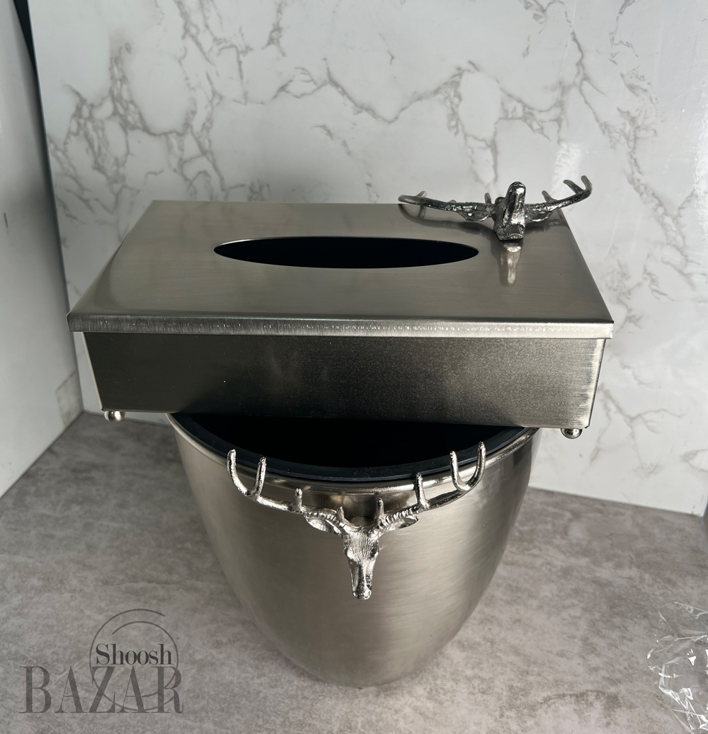 ست سطل زباله و جا دستمال کاغذی فانتزی طرح گوزن