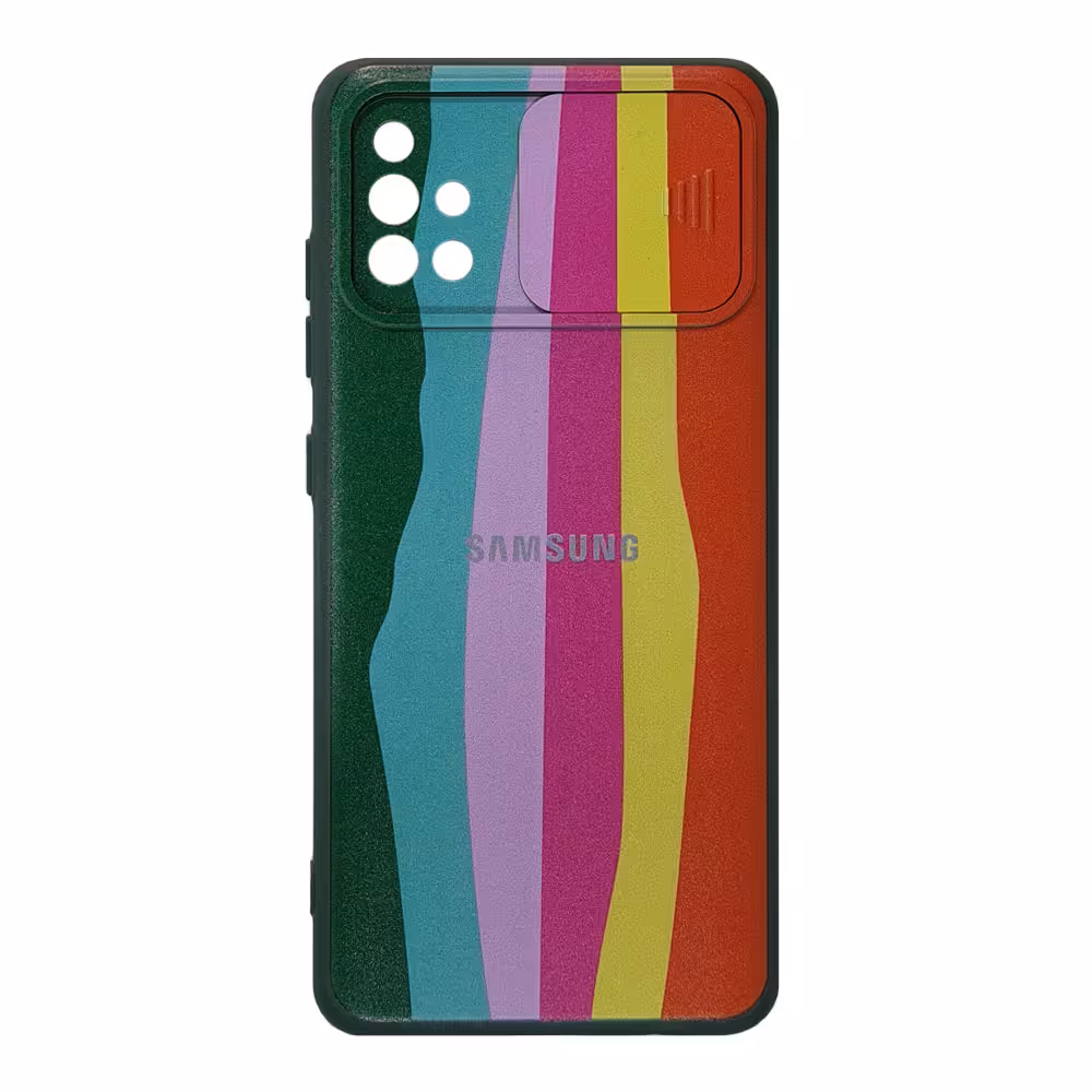 قاب سیلیکونی رنگین کمانی محافظ لنزدار کشویی سامسونگ M51