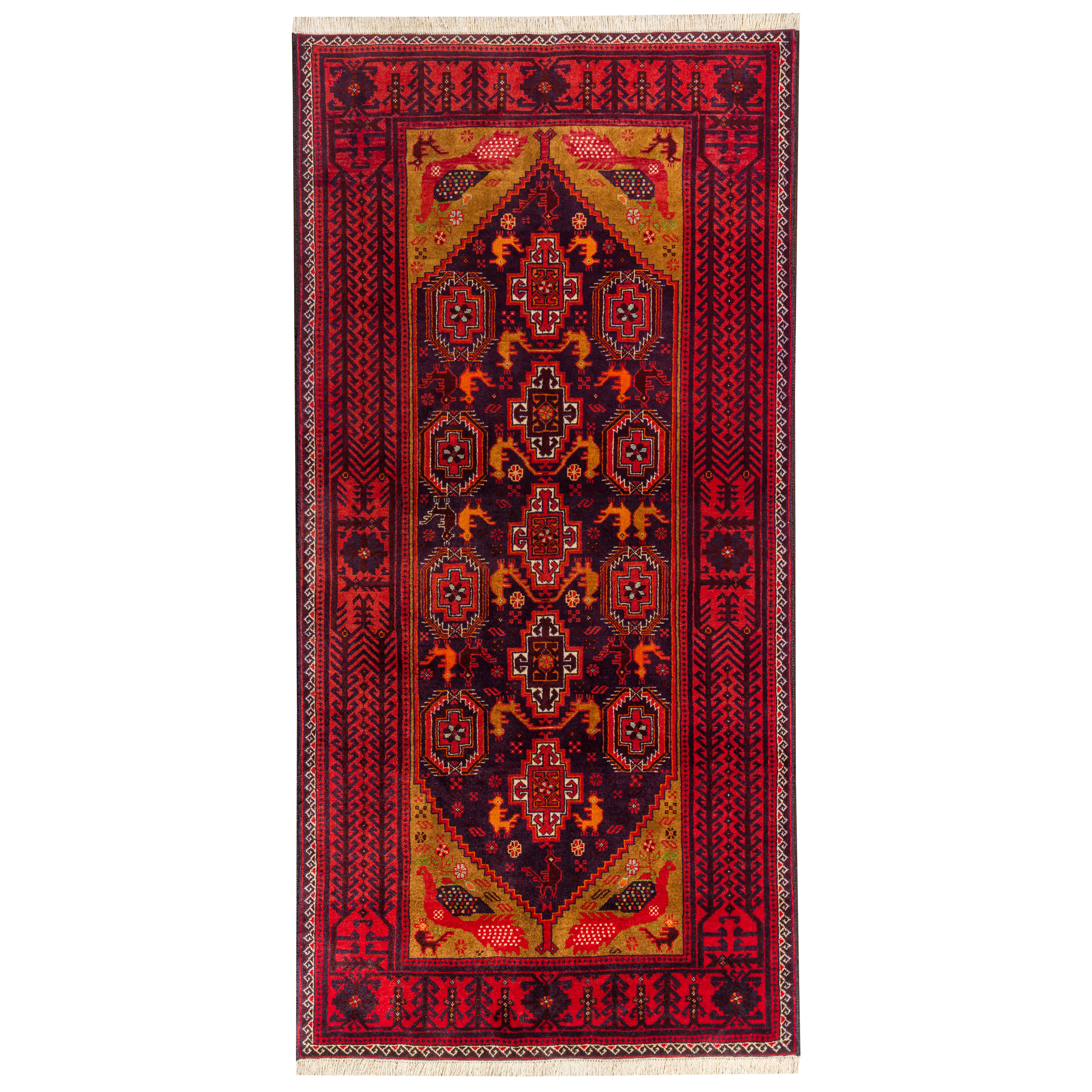 فرش دستبافت دو و نیم متری مدل نقشه بلوچ  کد 34.2751