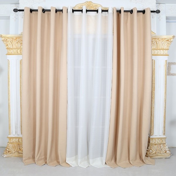 پرده آماده کتان کرم ابعاد 280 در 140 سانتی متر