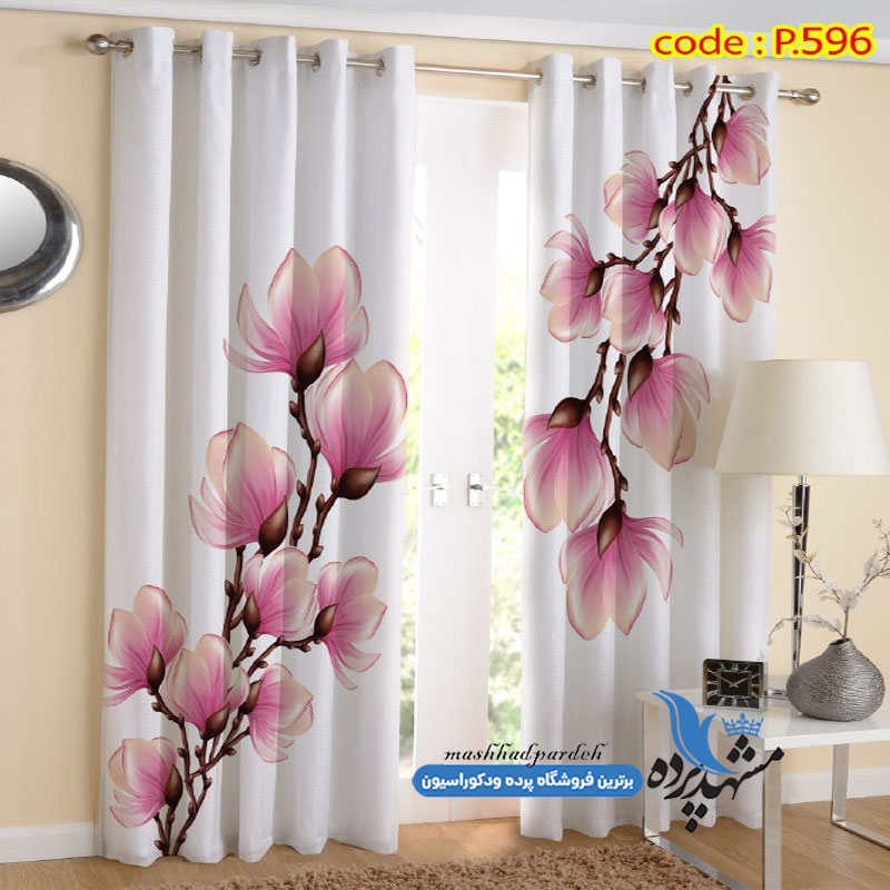 پرده پانچ طرح گلدار کد p-596