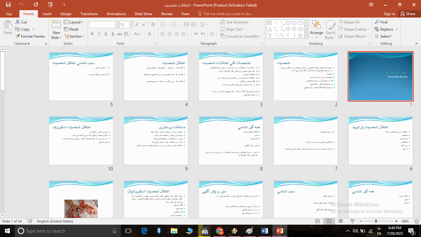 دانلود پاورپوینت اختلالات شخصيت