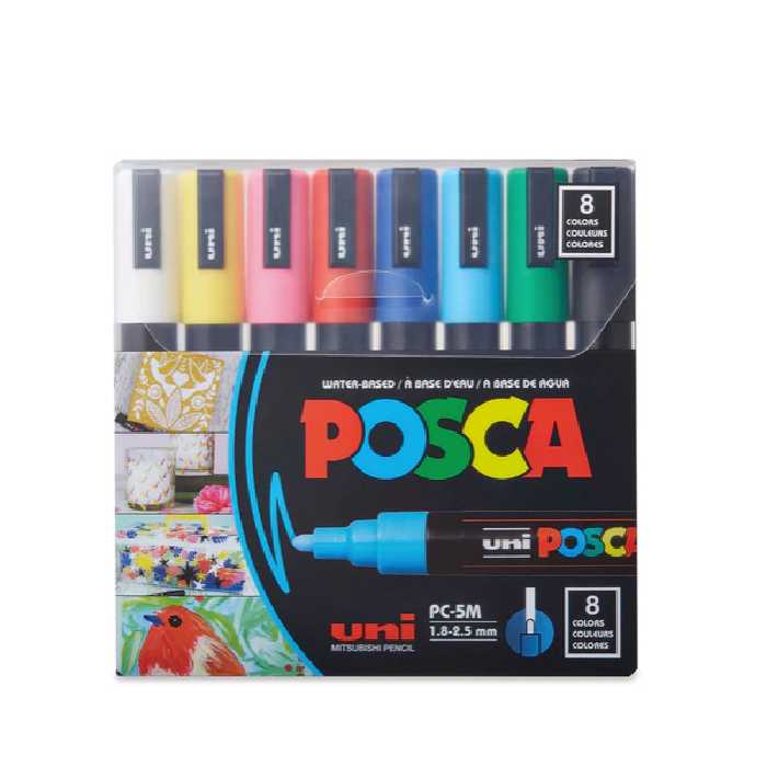 ماژیک رنگ آمیزی یونی بال مدل POSCA 5M مجموعه 8 عددی