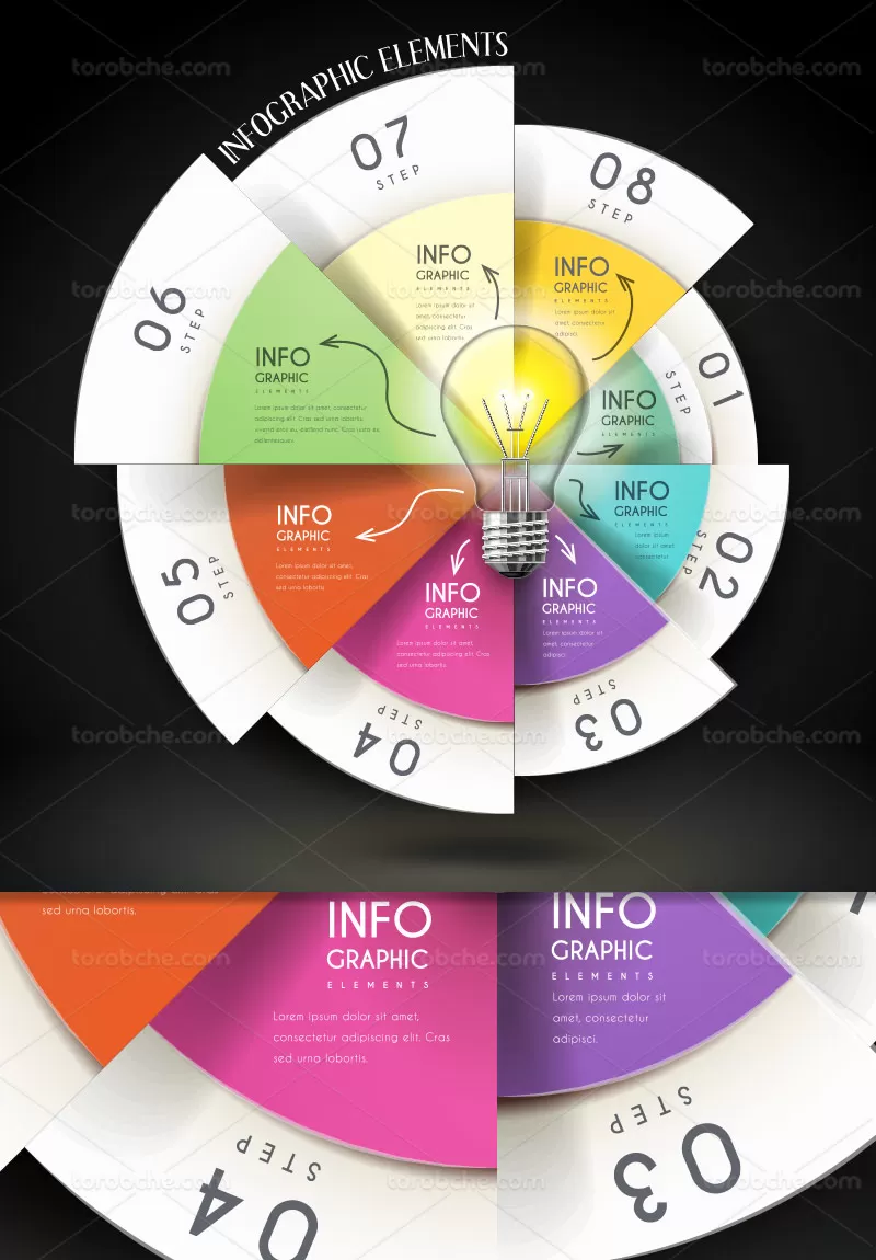 وکتور اینفوگرافیک 8 بخشی | گرافیک با طعم تربچه