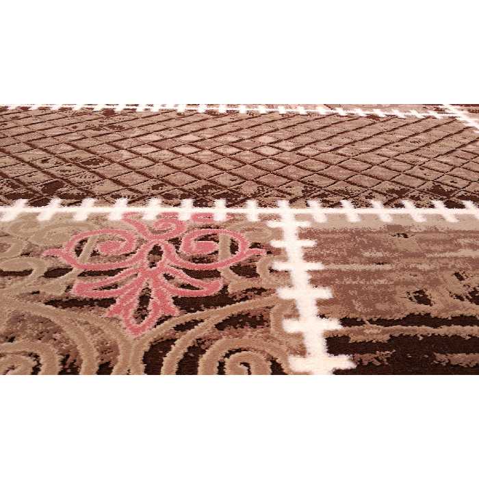 فرش ماشینی زمرد مشهد کد KR14 زمینه قهوه ای