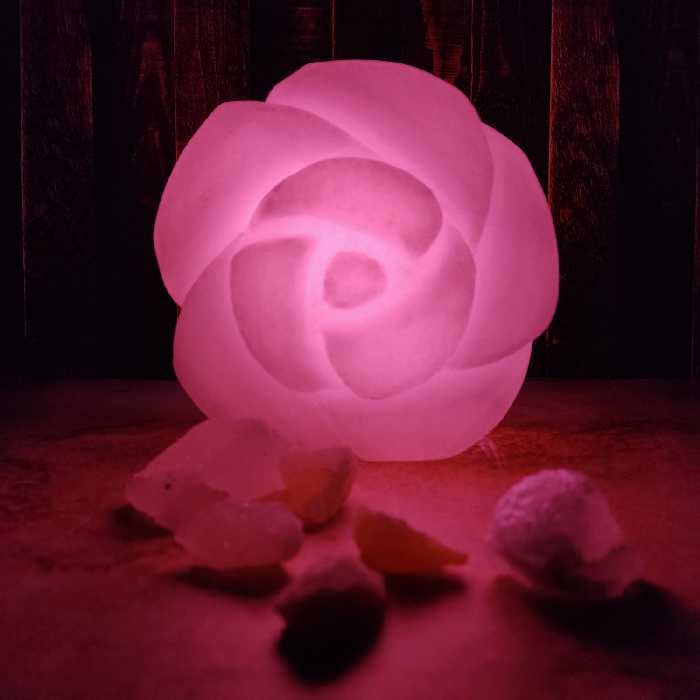 آباژور سنگ نمک مدل گل برجسته کد 01