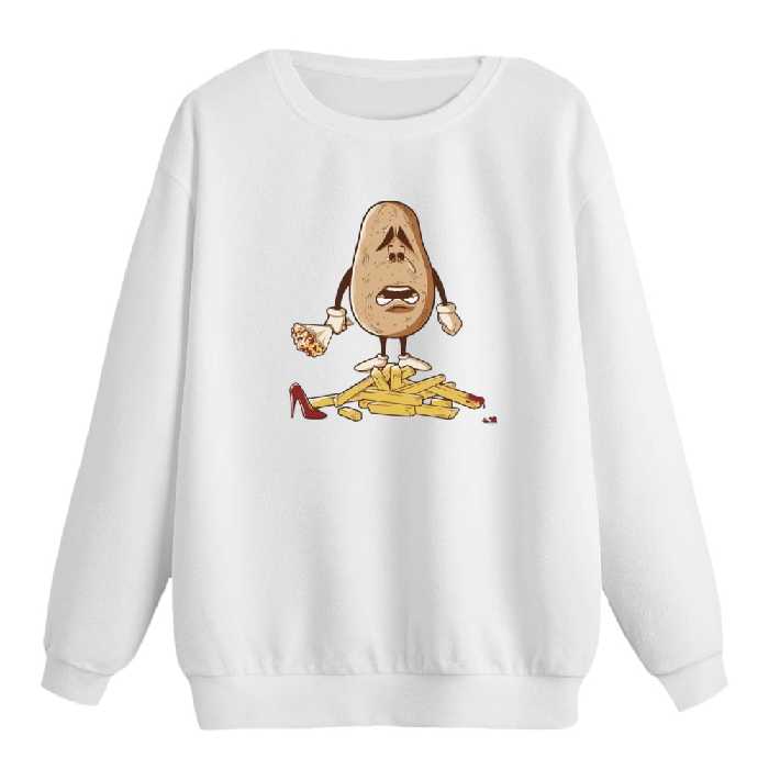 سویشرت زنانه مدل سیب زمینی رنگ سفید