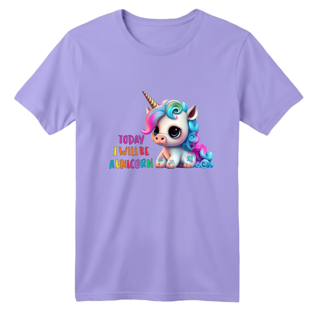 تی شرت آستین کوتاه بچگانه مدل یونیکورن کد 42 رنگ یاسی