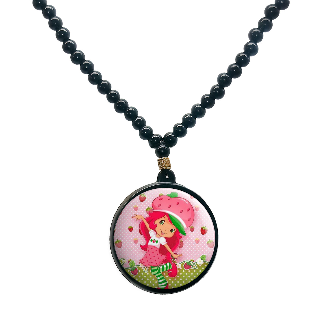 گردنبند پرمانه طرح دختر توت فرنگی کد pmd.4904 مدل دو طرفه