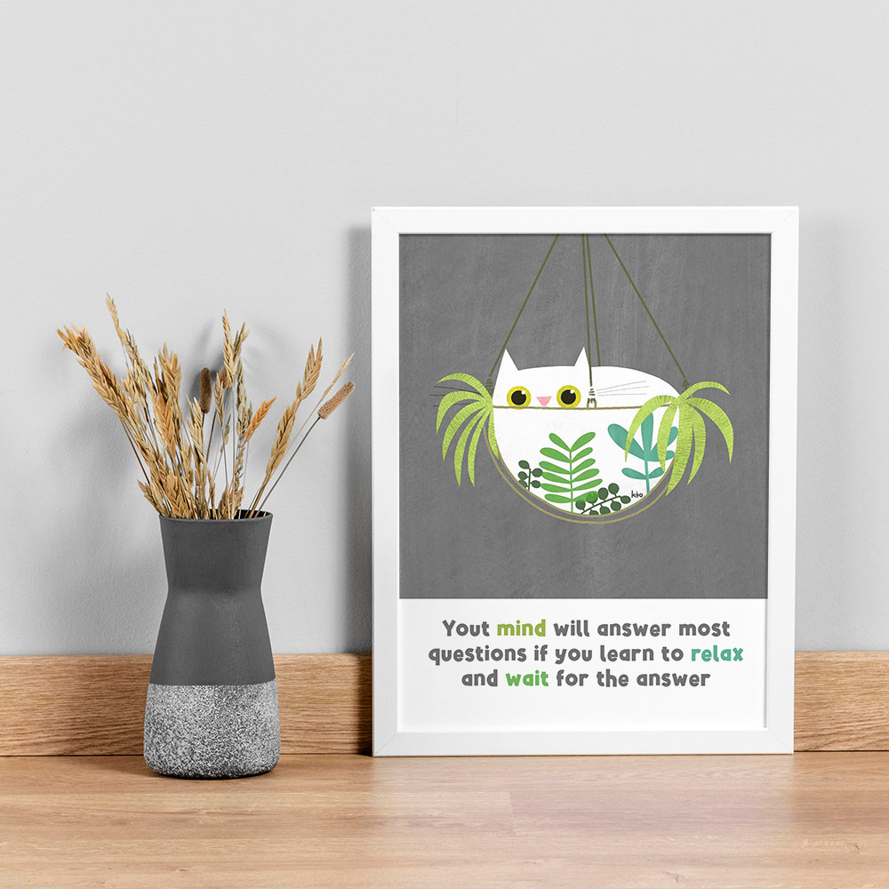 تابلو صبا طرح مدل فانتزی گربه کد sw | دنیای قاب