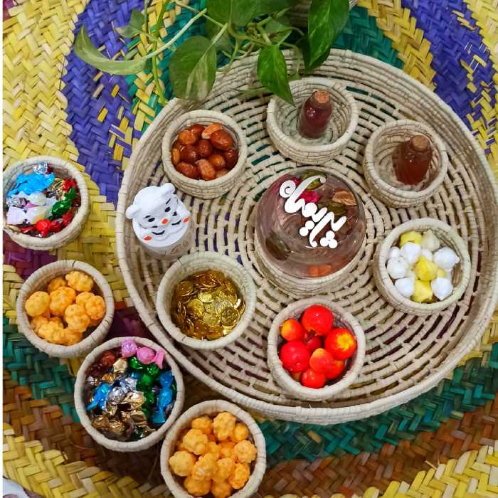 هفت سین حصیری .سرویس کامل 6کاسه به همراه سینی 35 سانتی