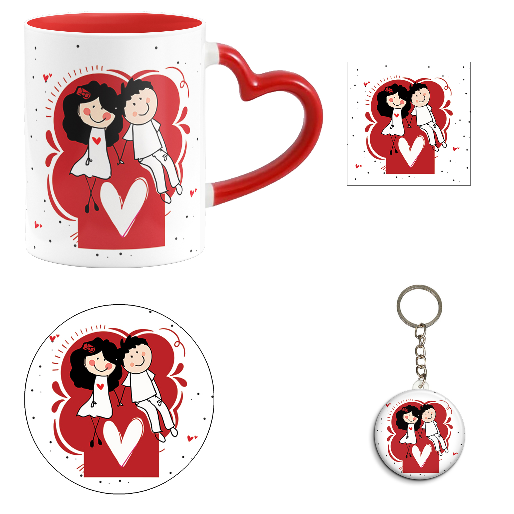 ست هدیه ماگ مدل دسته قلبی روز عشق طرح عاشقانه کد M95