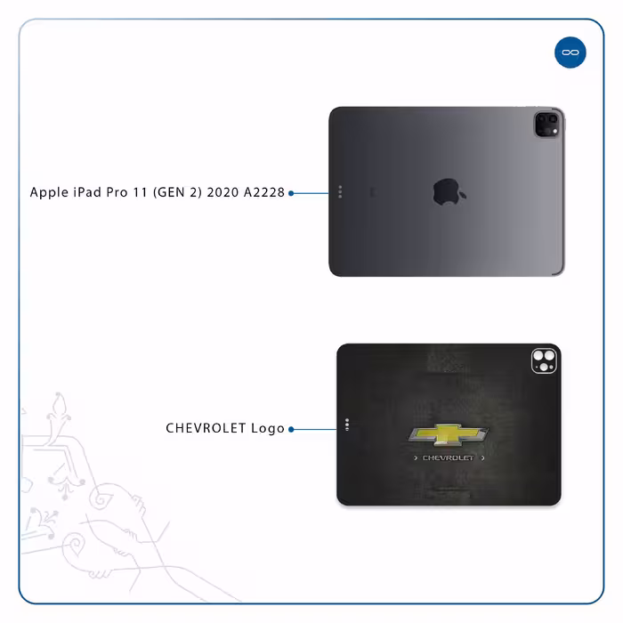 برچسب پوششی ماهوت مدل CHEVROLET-Logo مناسب برای تبلت اپل iPad Pro 11 (GEN 2) 2020 A2228