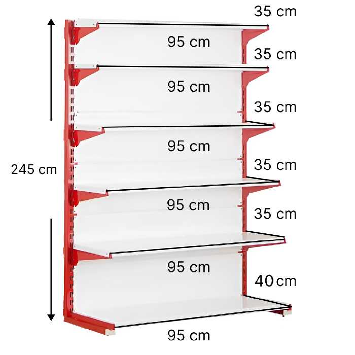 خرید و قیمت قفسه سوپری‌ خودایست 6 طبقه 95x35 ارتفاع 245 - قفسه‌بندی وکیلی
