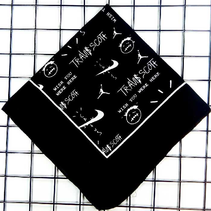 باندانا طرح نایک و Air jordan Cactus Jack پارچه مشکی نخ پنبه