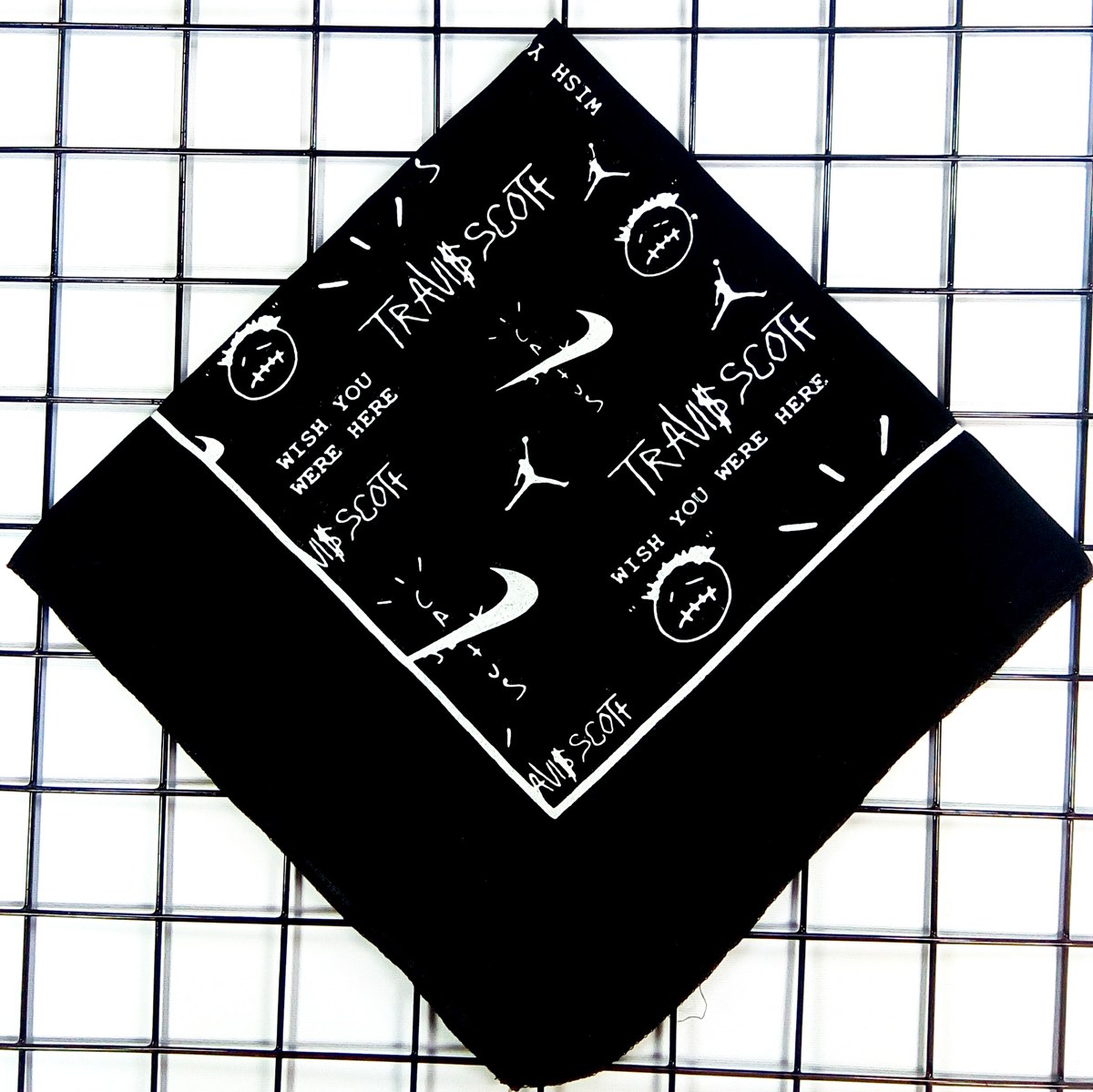 باندانا طرح نایک و Air jordan Cactus Jack پارچه مشکی نخ پنبه