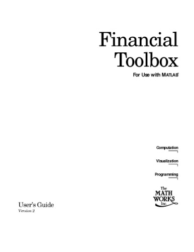 خرید و دانلود نسخه کامل کتاب finance Matlab Toolbox