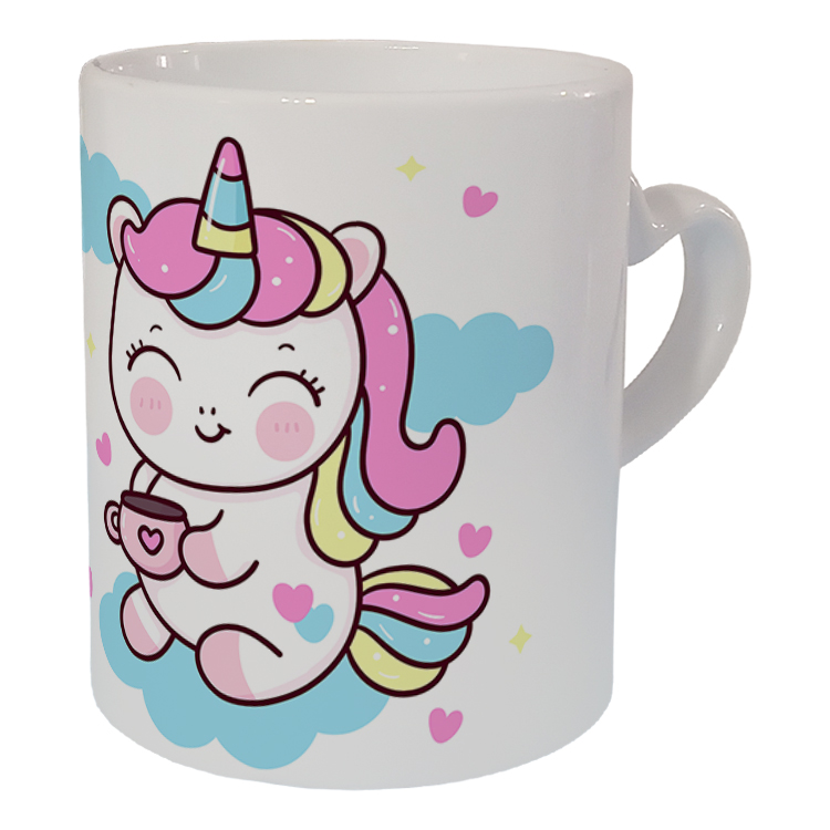 ماگ مدل دسته قلبی طرح یونیکورن کد 91