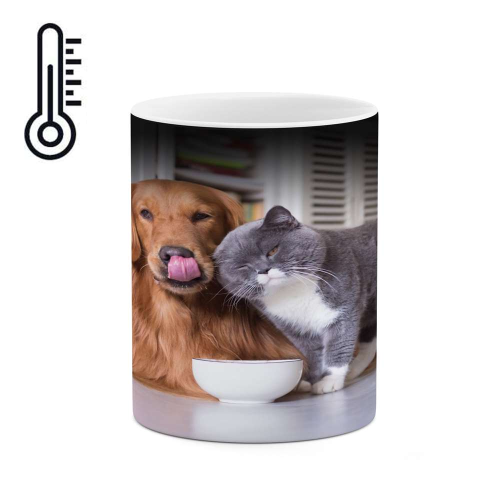 ماگ حرارتی کاکتی طرح سگ و گربه مدل mgh14425