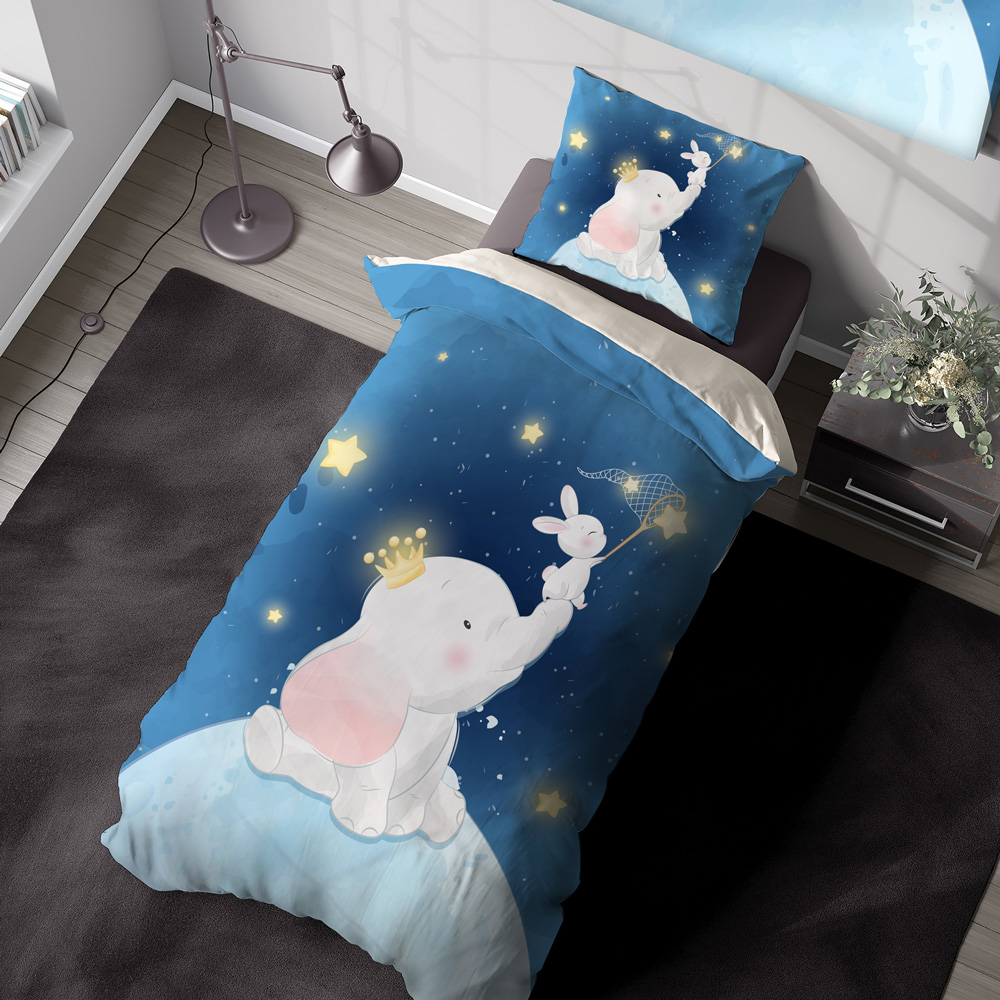 سرویس روتختی پسرانه طرح فیل روی ماه با ستاره ها SM-28801