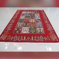 گلیم ماشینی چهار متری طرح خشتی قرمز