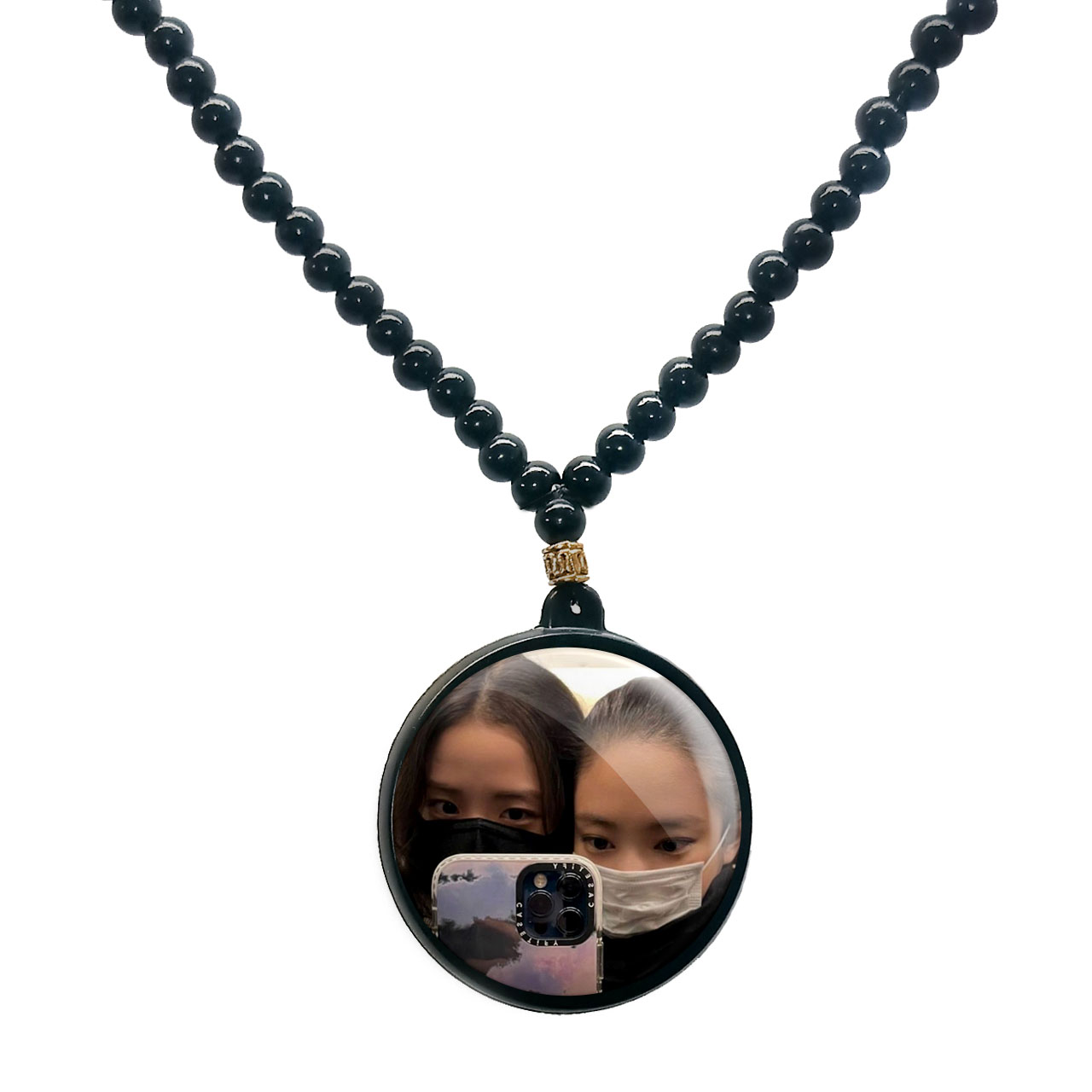 گردنبند پرمانه طرح بلک پینک کد pmd.18093 مدل دو طرفه