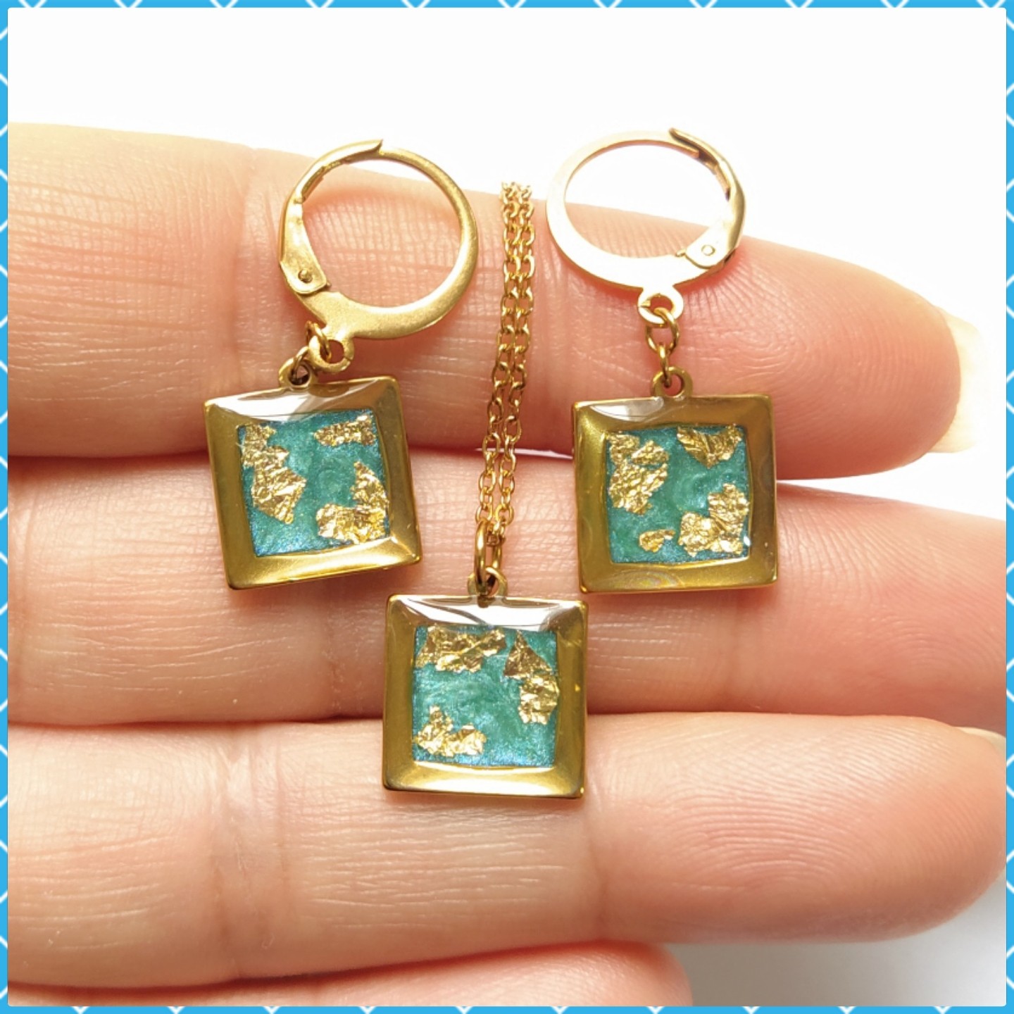 نیم ست رزینی استیل شبیه طلا خاص