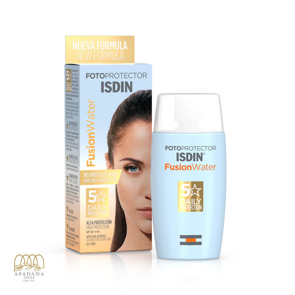 ایزدین ضد آفتاب فیوژن واتر بی رنگ 50 میل فاقد چربی Isdin spf50 مدل daily protection