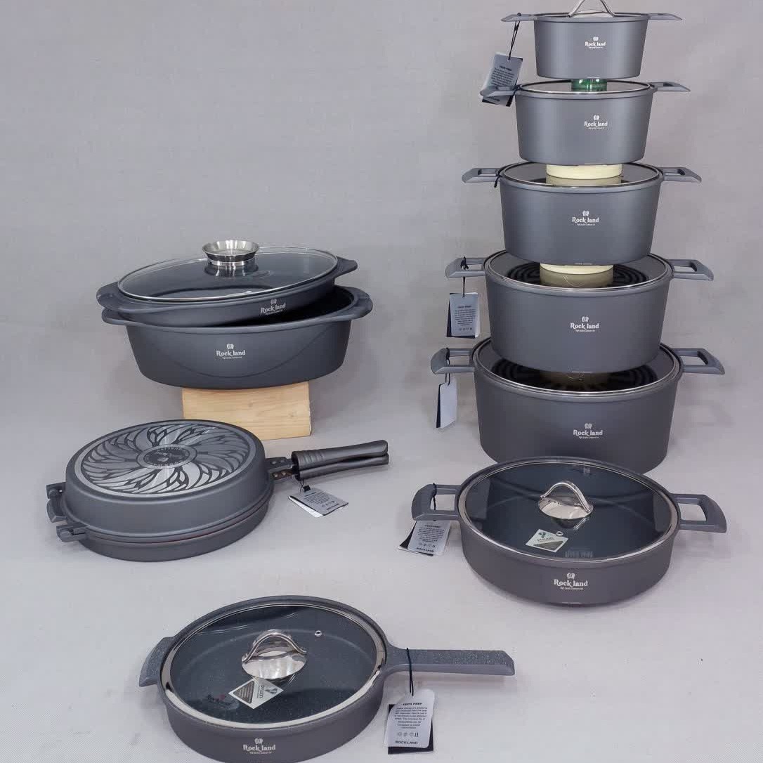 سرویس قابلمه گرانیتی 19 پارچه راکلند خاکستری ROCKLAND مدل جرمنی با ارسال رایگان