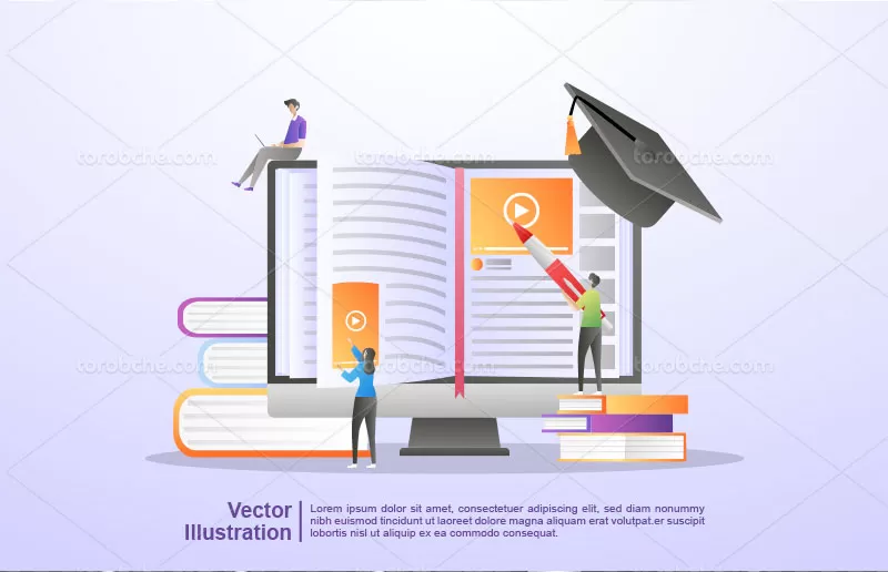 وکتور تدریس آنلاین | گرافیک با طعم تربچه