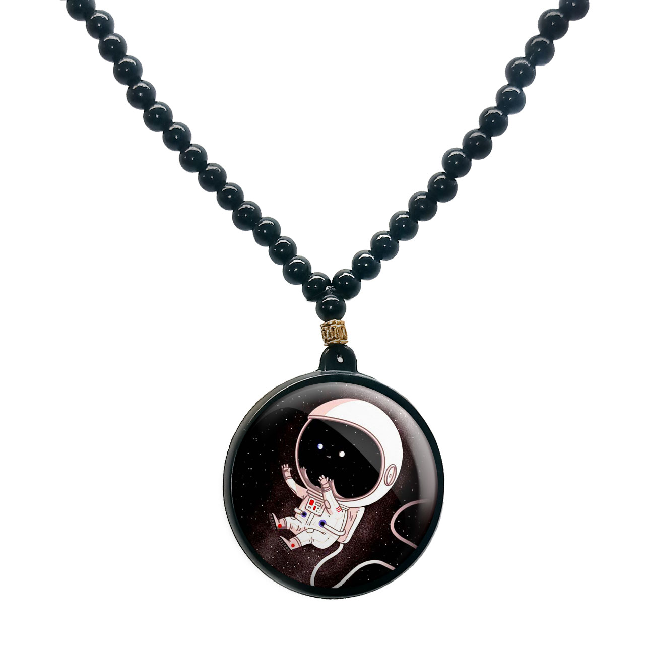 گردنبند پرمانه طرح فضانورد کد pmd.1737مدل دو طرفه