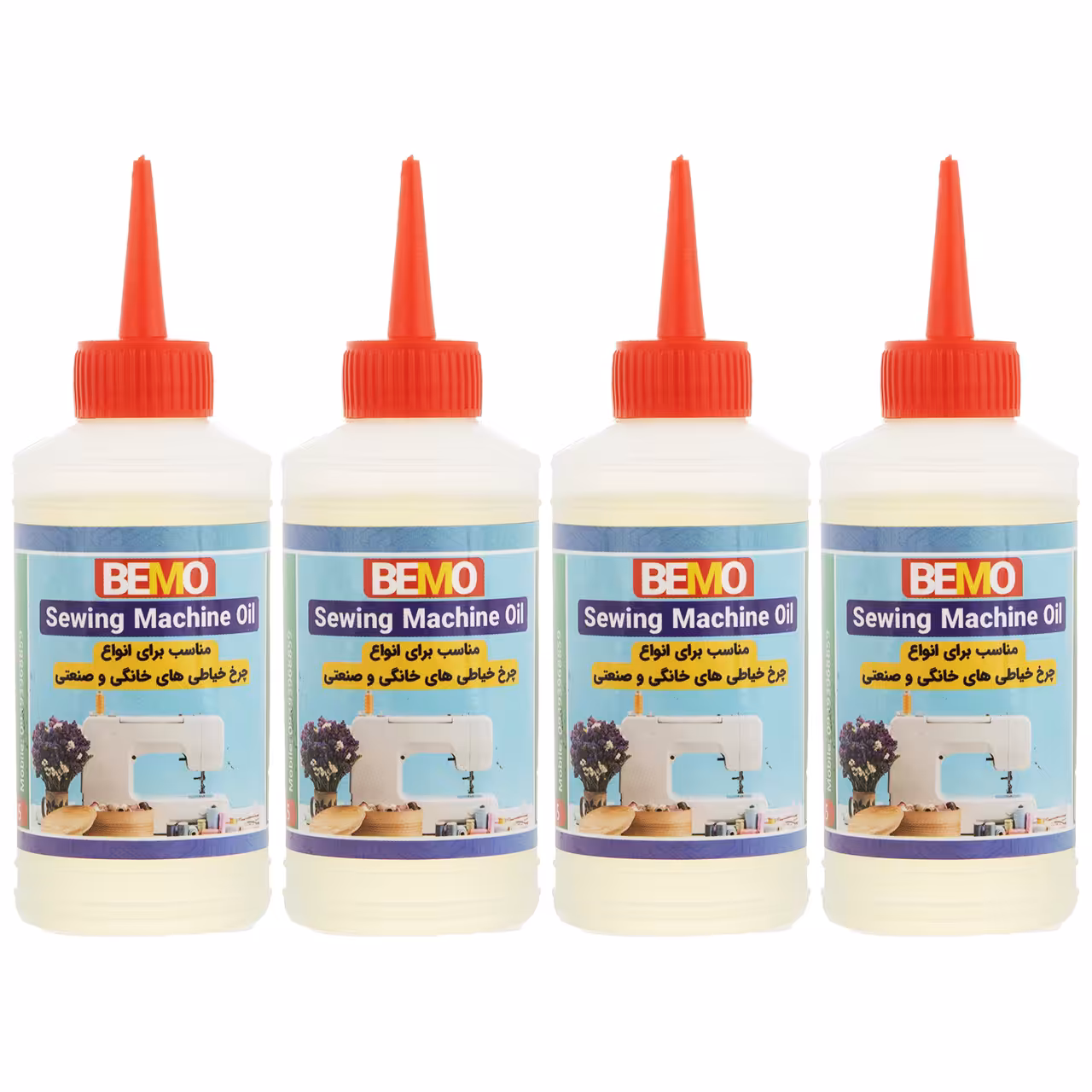 روغن چرخ خیاطی بمو مدل 3200 حجم 80 میلی لیتر بسته 4 عددی