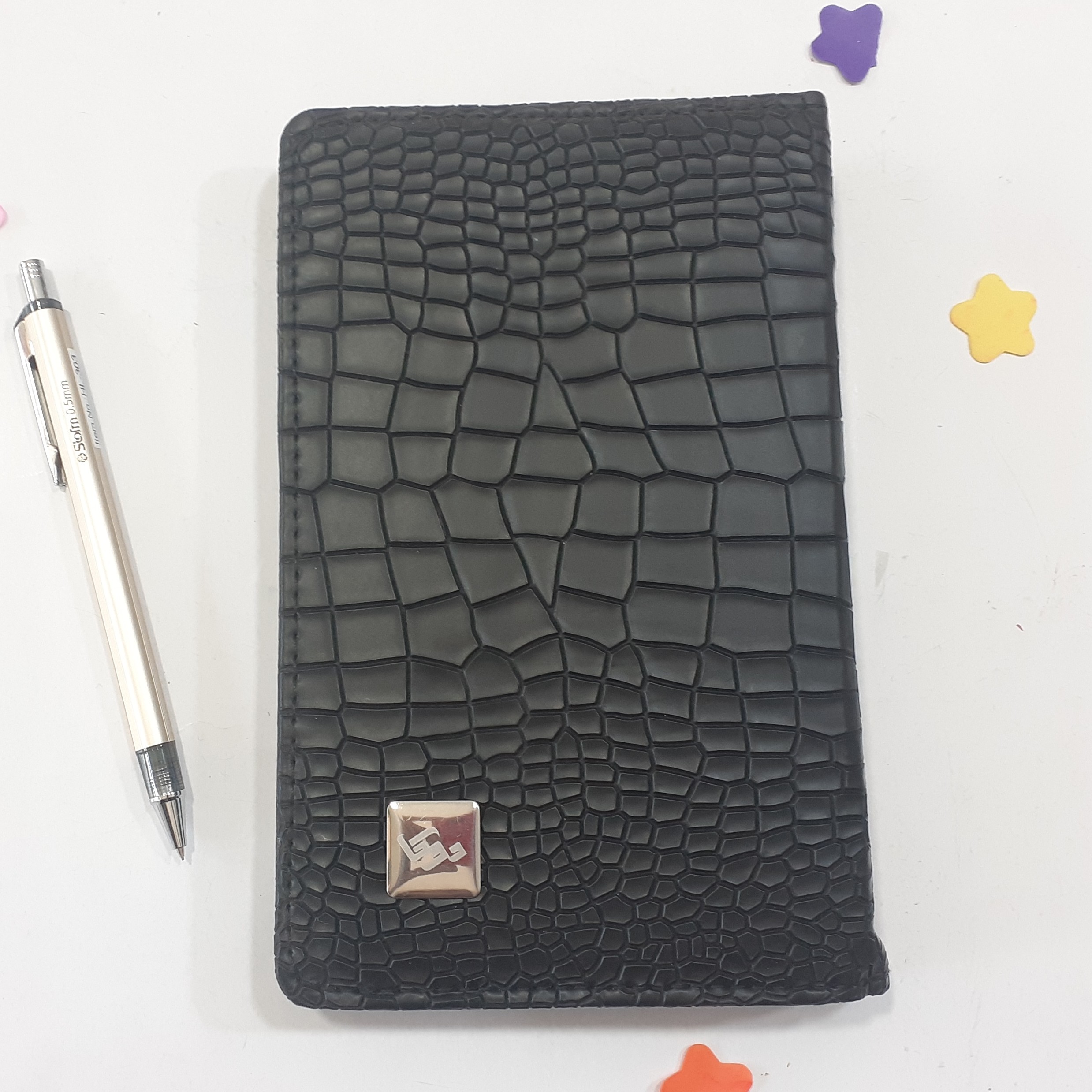 کلاسور چرمی سایز a6 قفل فلزی 6 حلقه