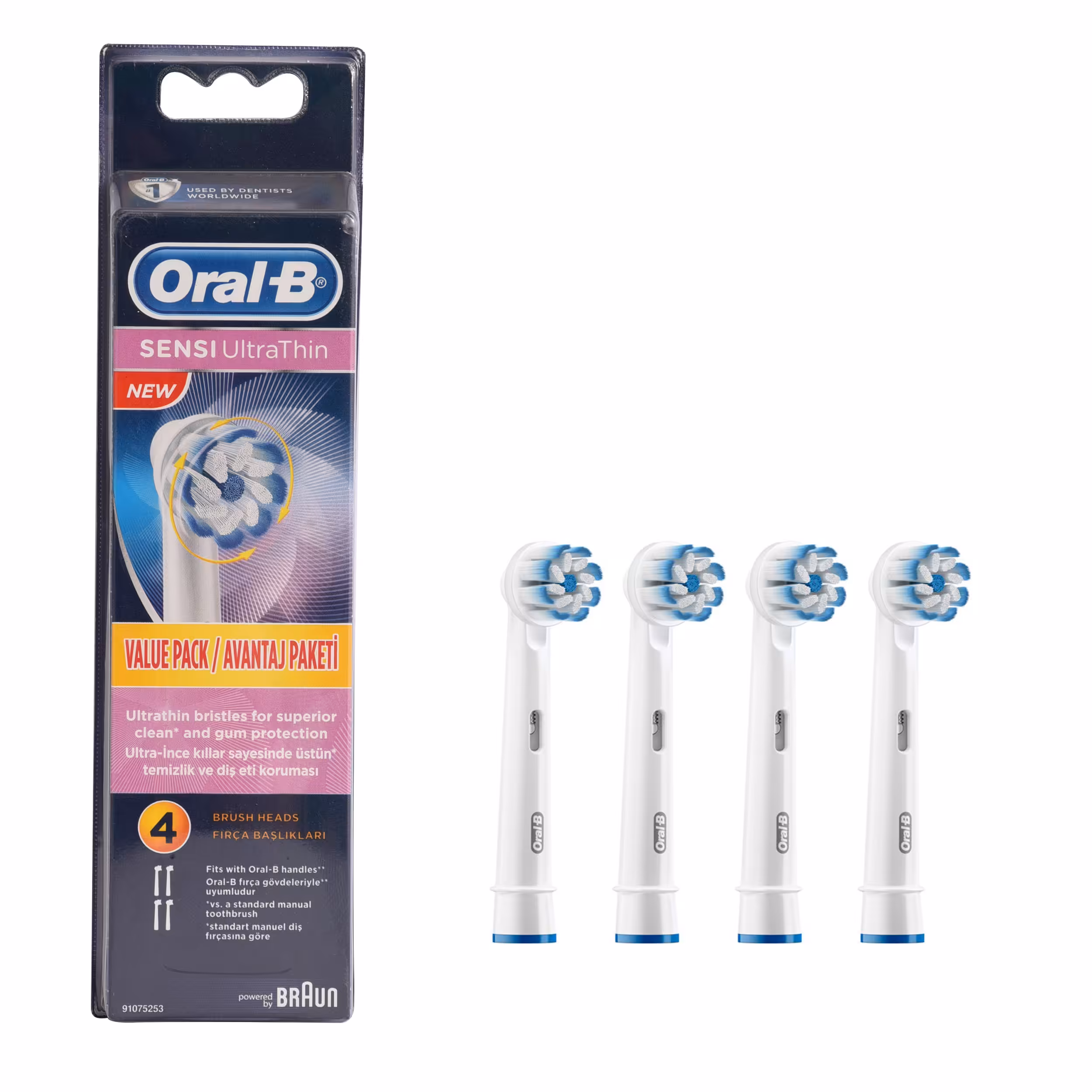 سری یدک مسواک برقی اورال-بی مدل SENSI ULTRATHIN بسته 4 عددی