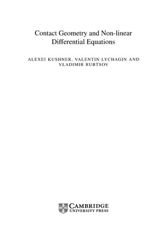 خرید و دانلود نسخه کامل کتاب Contact Geometry and Non-linear Differential Equations