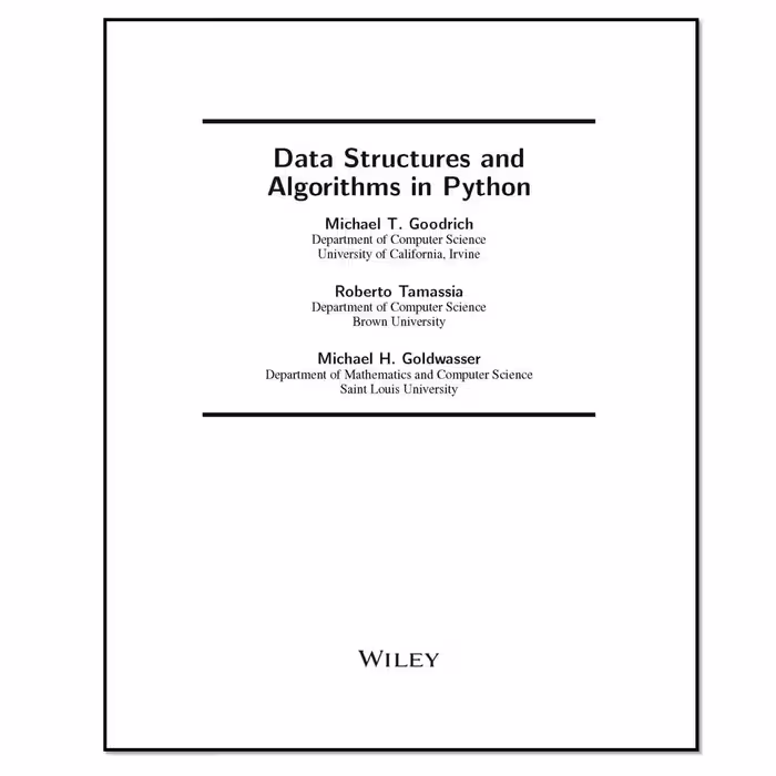 کتاب Data Structures and Algorithms in Python اثر جمعی از نویسندگان انتشارات Wiley