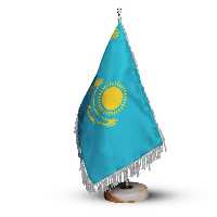 پرچم رومیزی کشور قزاقستان ریشه زرد با پایه سنگی افراتوس