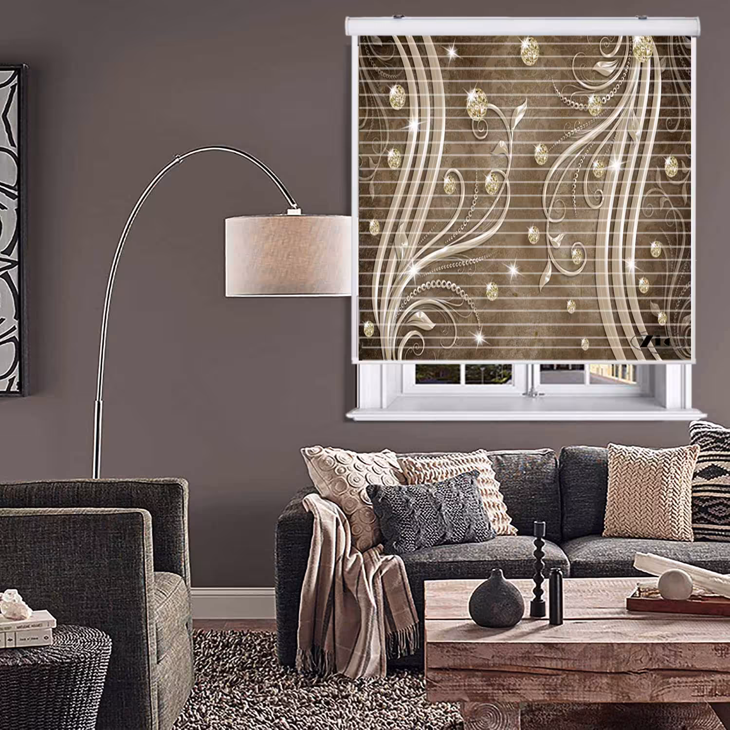 پرده زبرا زیو مدل سیلوئت 3D1234 سایز 150x150 سانتی متر