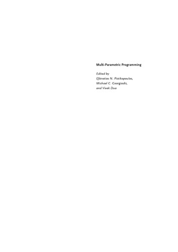 خرید و دانلود نسخه کامل کتاب Multi-Parametric Programming: Theory, Algorithms, and Applications, Volume 1
