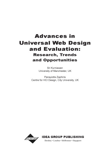 خرید و دانلود نسخه کامل کتاب Advances in universal web design and evaluation: research, trends and opportunities