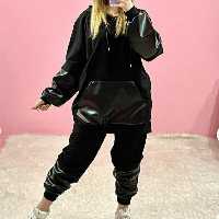 ست هودی شلوار با جنس سوییت چرم