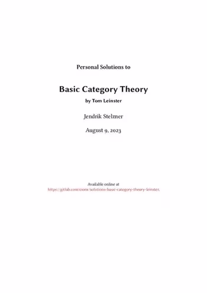 خرید و دانلود نسخه کامل کتاب Basic Category Theory (Solutions by Jendrik Stelzner)