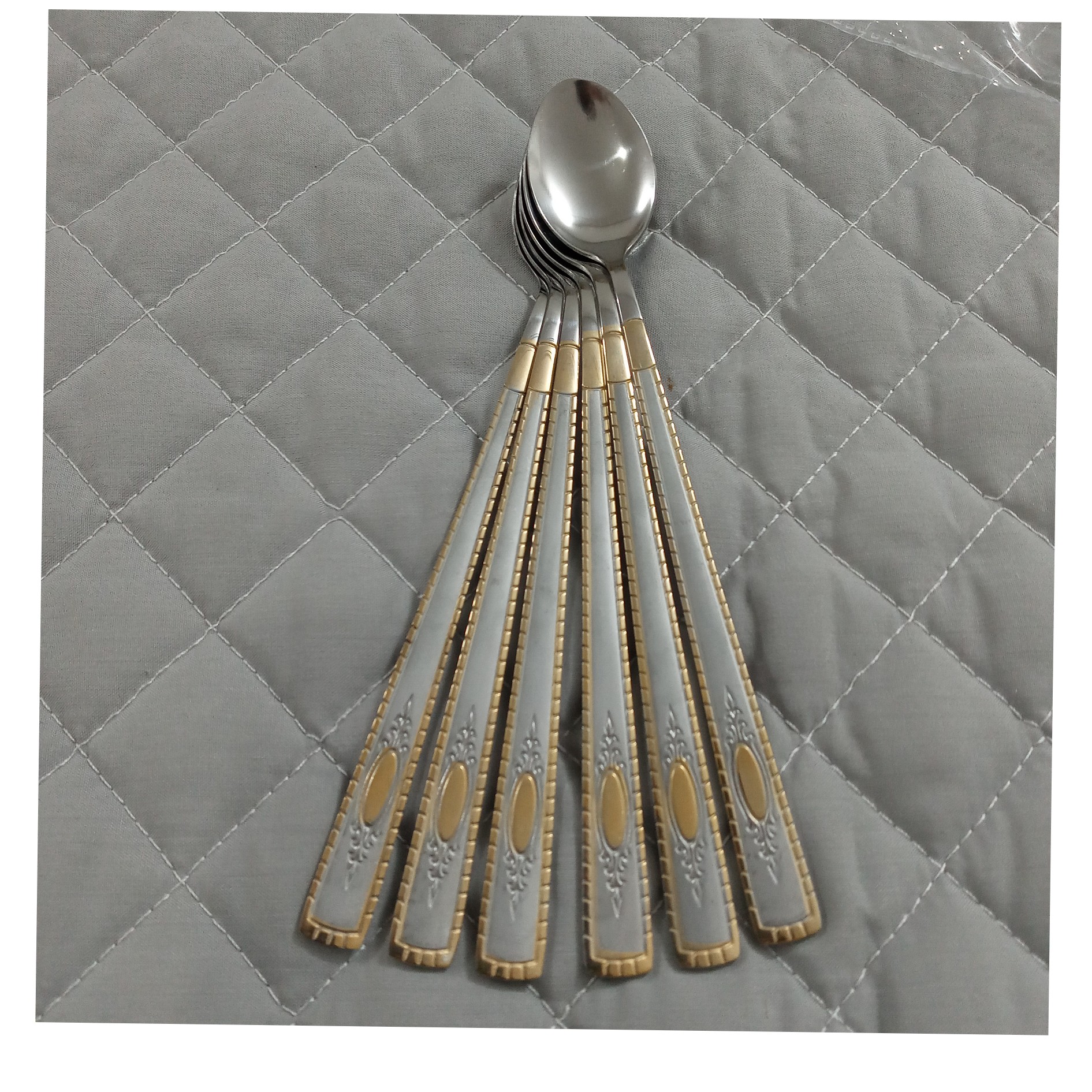 قاشق شربت خوری استیل یونیک لایف طلایی 6 عددی ارتفاع 19 در ضخامت 2 میل جنس عالی  